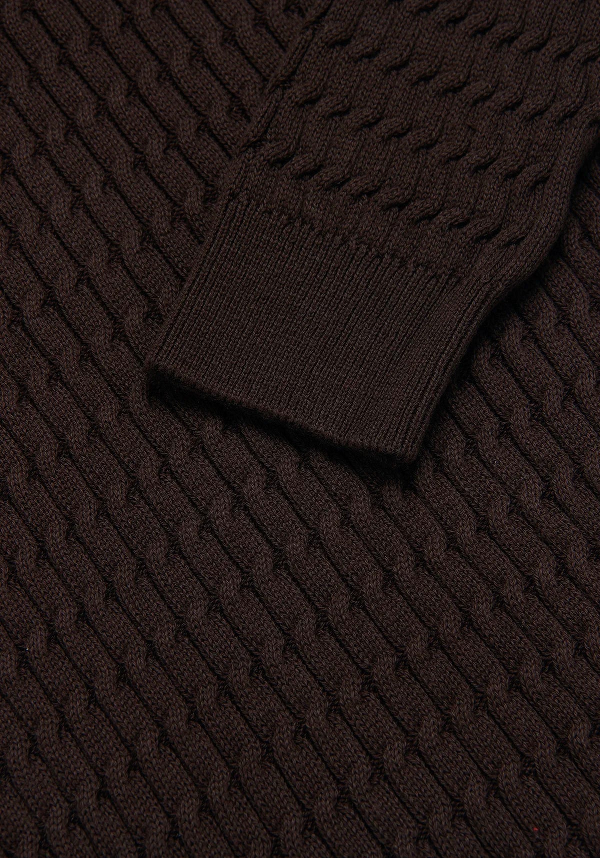 Saco Trenzado Half Zip Algodón Chocolate